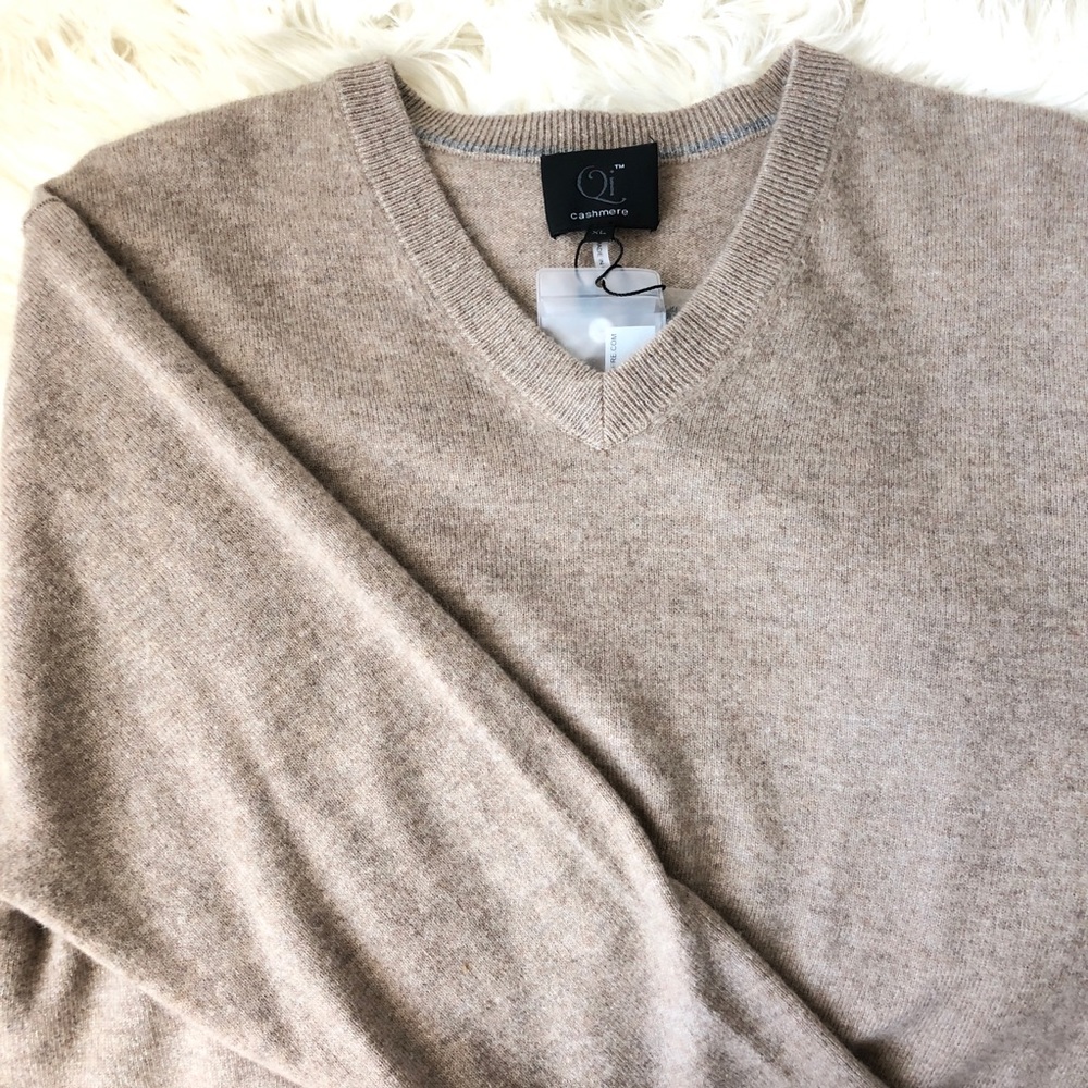 NWT 100% Cashmere Sweater Mens Tan Brown Beige